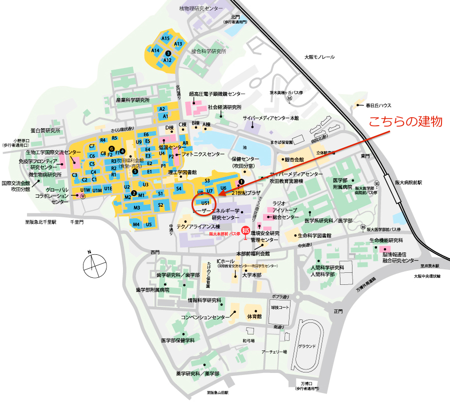 キャンパス内の地図